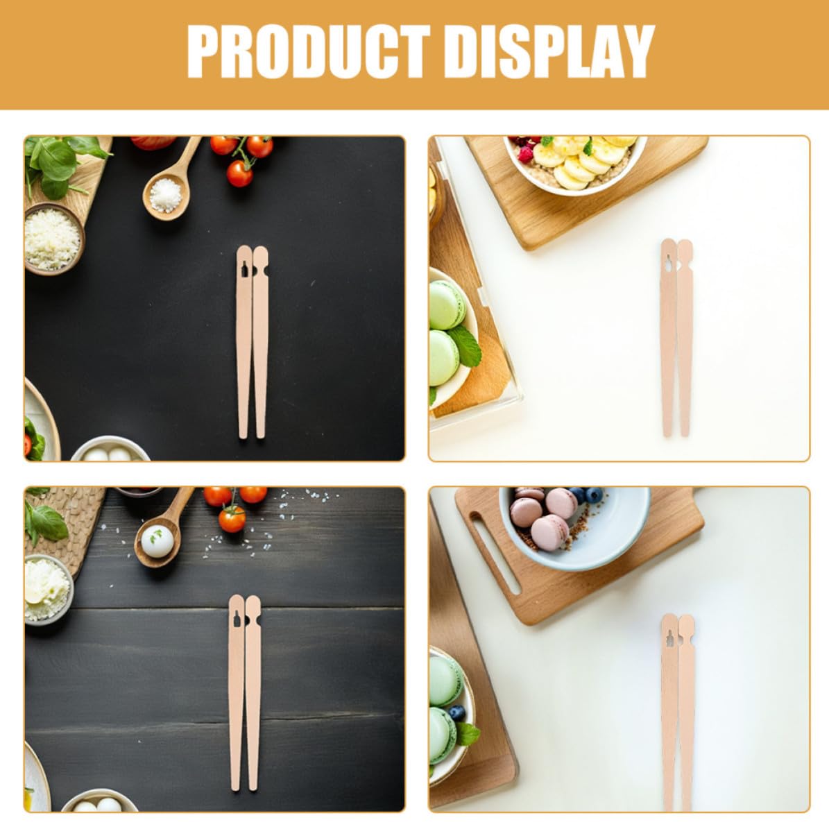 200 Paires Pinces à Baguettes en Bois Kaki, Design Plat Élégant, Facile à Saisir, pour Amuse-bouches et Pâtisseries, Adaptées aux Garçons, Filles et Adultes Lors de Divers Repas