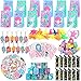 ANPHILE Mermaid Party Favors, 134Pcs Mermaid Birthday Party Supplies - Mermaid Bags, Make A Face Stickers, Scratch Art Set, Grow In Water Animals for Mermaid Party Supplies, Pinata Stuffers