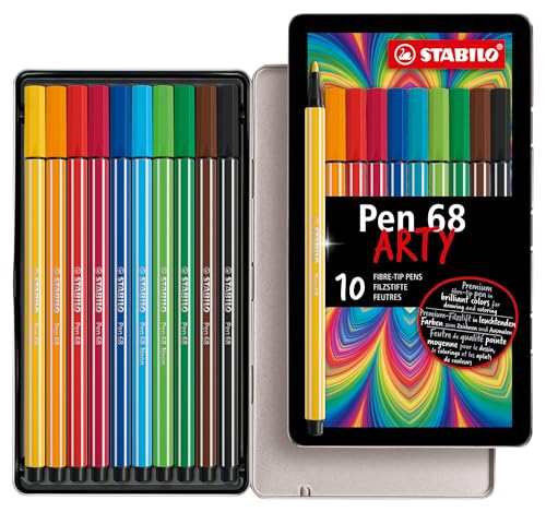 STABILO, Rotulador Pen 68 - Caja de metal con 10 colores