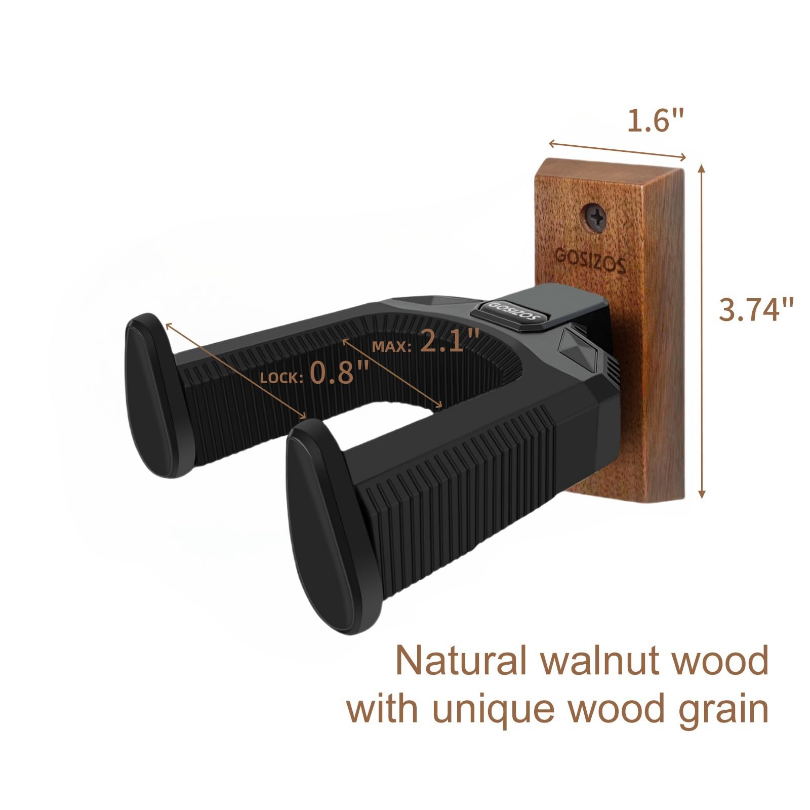 Appendi Chitarra da Muro, Chiusura Automatica Supporto Chitarra Muro per Chitarra Acustica Elettrica Basso Banjo Mandolino per Accessori per Chitarra (Noce)