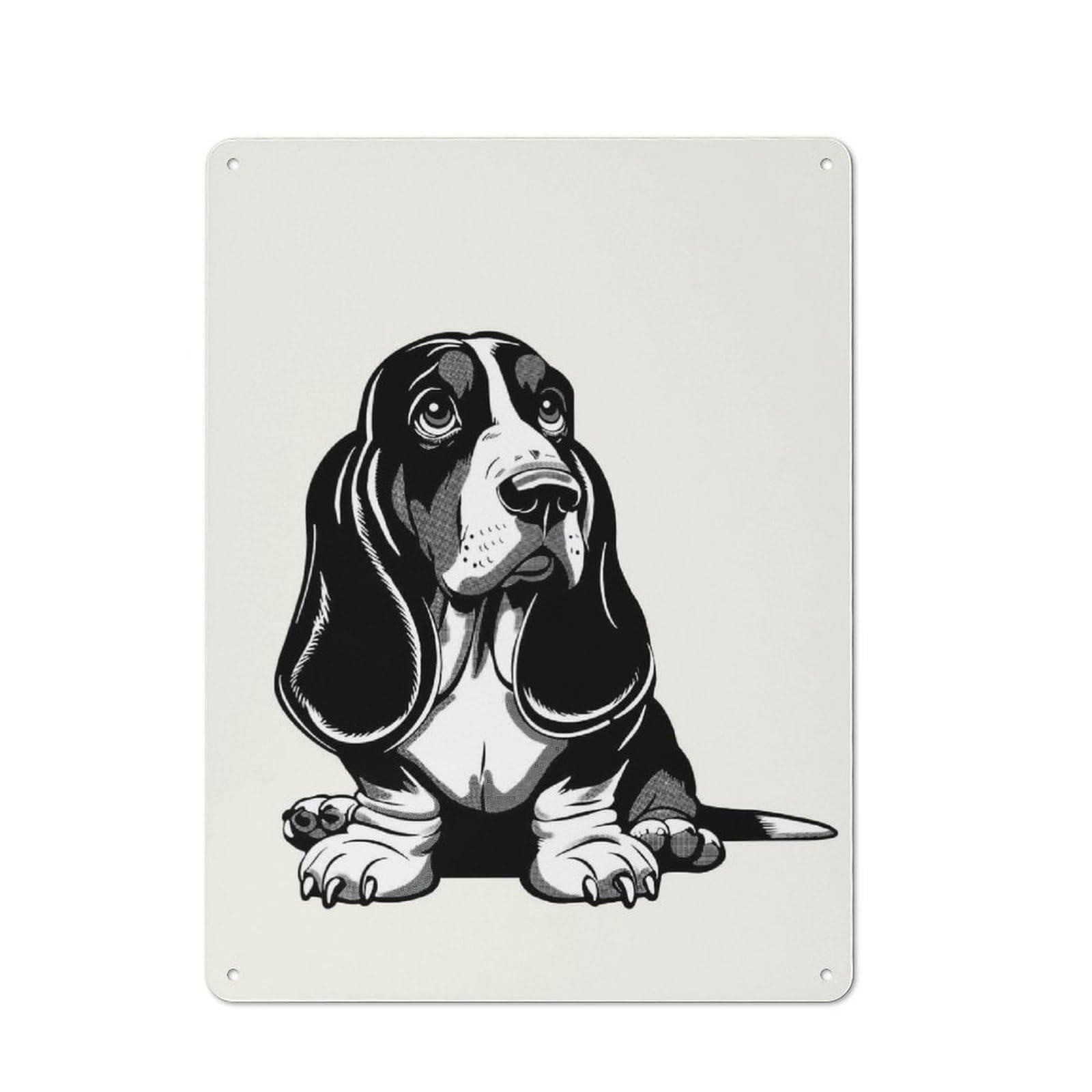 Junmoney Style-23 Tin Sign With Basset Hound(2) Design 40X30cm, Understated Studio Wall Plaque For Hobby Room, Office, Lounge Or Living Room