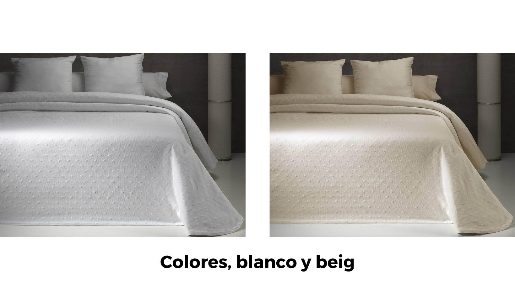 Lanovenanube Colcha Capa Carmina de Tejido Jacquard, Tacto algodonado y Suave, Cubrecama Moderno y Elegante de Tejido Fino, Entretiempo y Verano. Esquinas Redondas. para Cama de 180, Color Beig