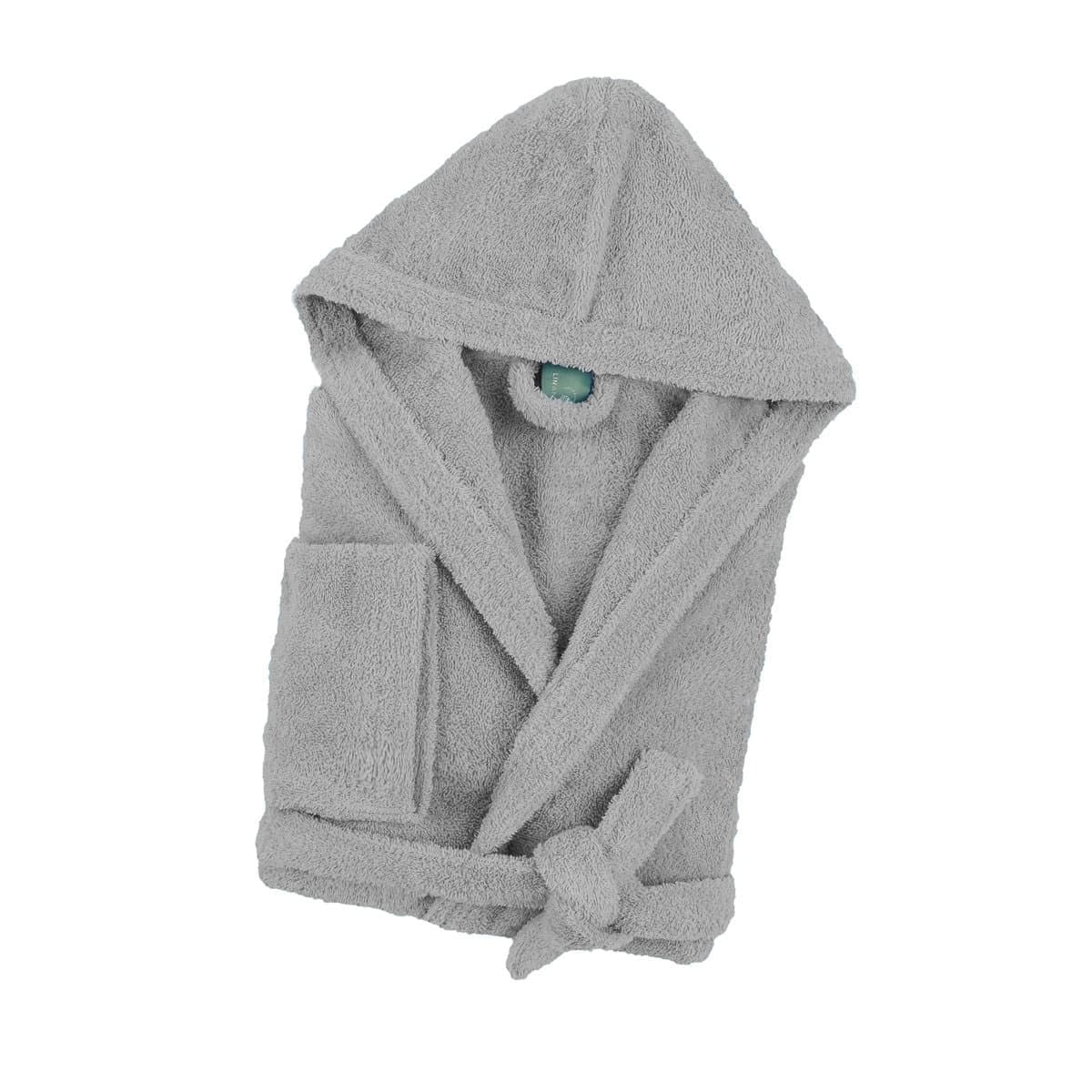 Albornoz infantil con capucha de algodón con rizos de esponja de Cocoon – Gris – 12 años