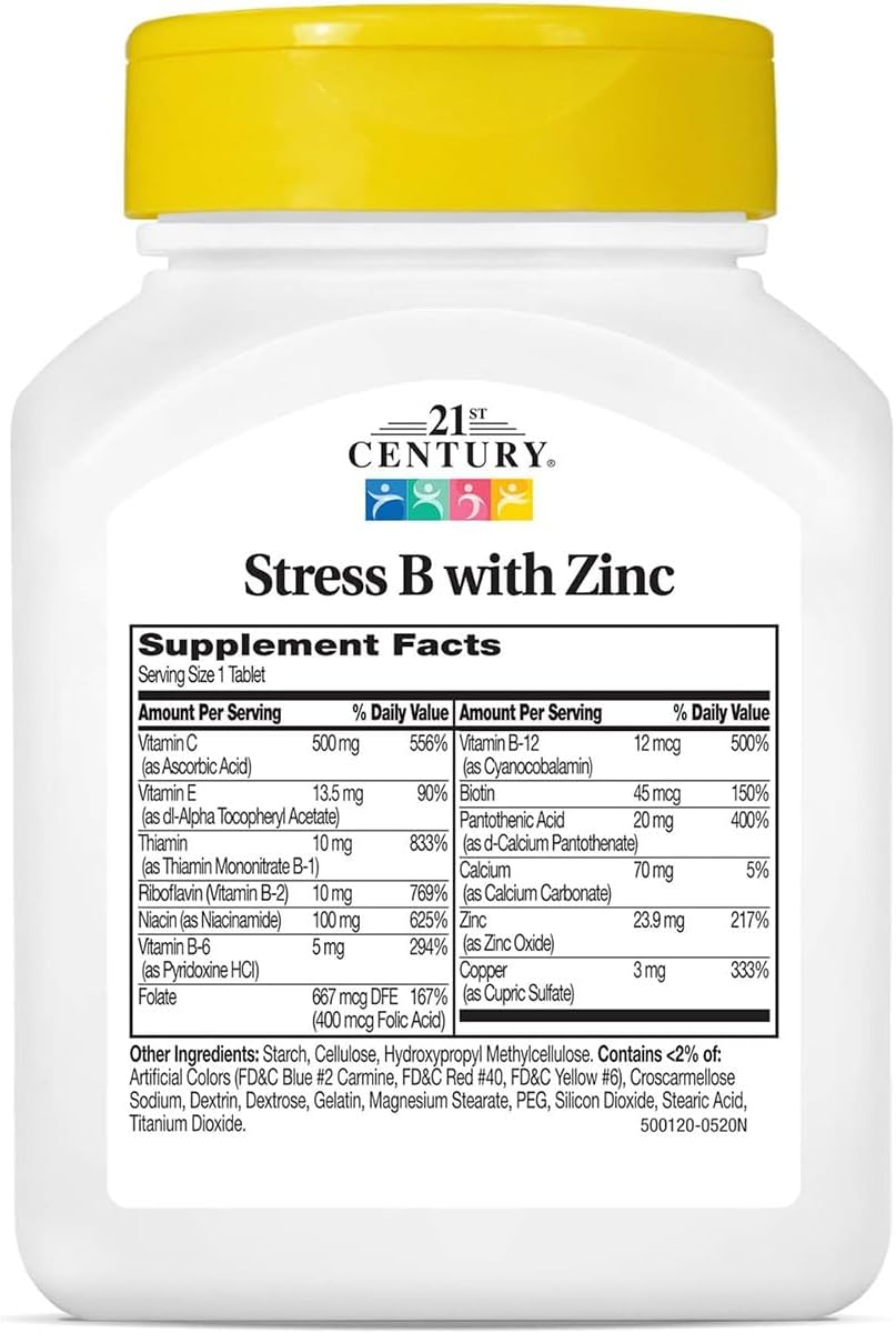 21st Century Stress B with Zinc Tablets, 66 Count (Pack of 2)
