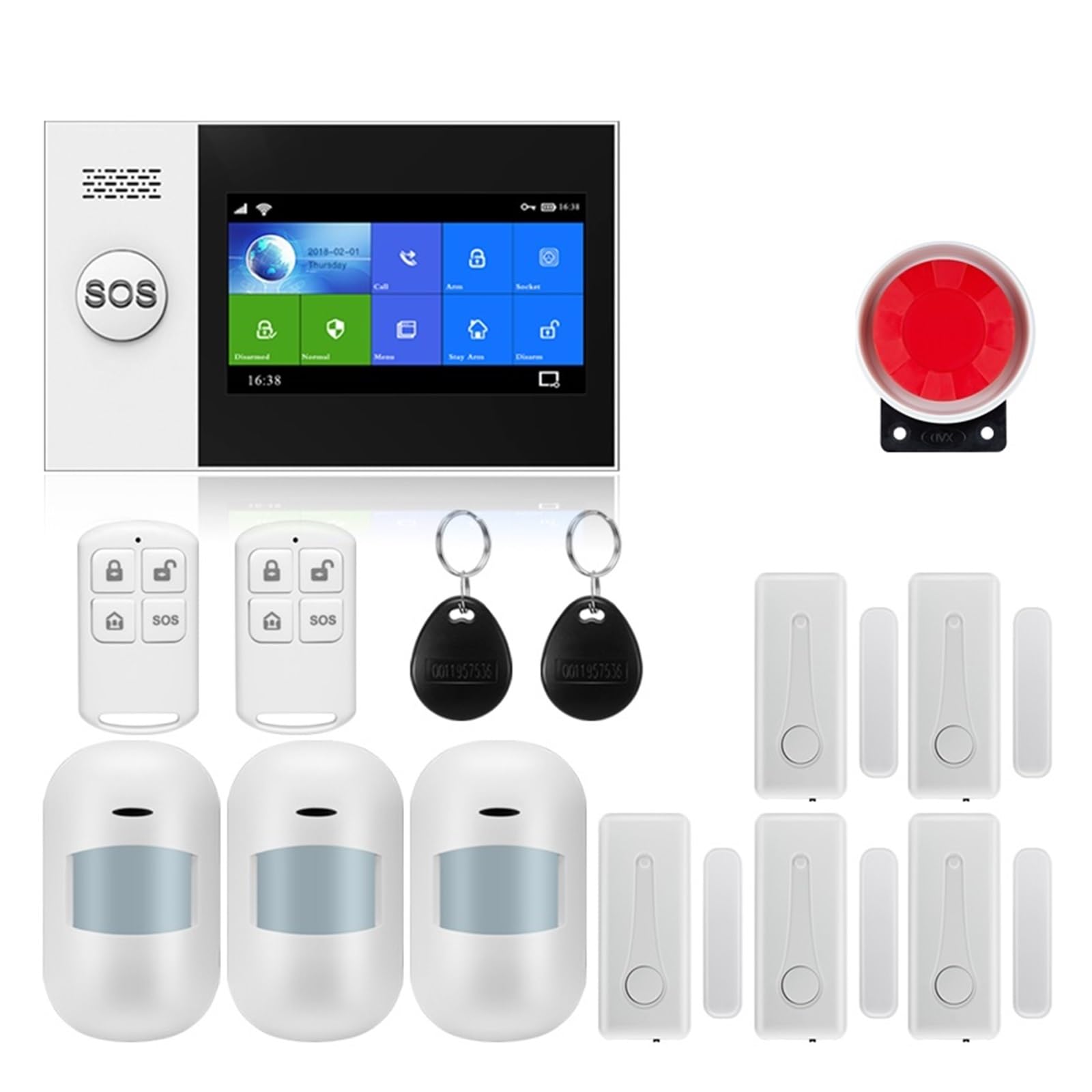Alarmas para casa, gsm Protección De Seguridad For El Hogar De Alarma Inteligente Pantalla Táctil Kit Antirrobo Aplicación Móvil Control Remoto Brazo Y Desarmar(W4B5)