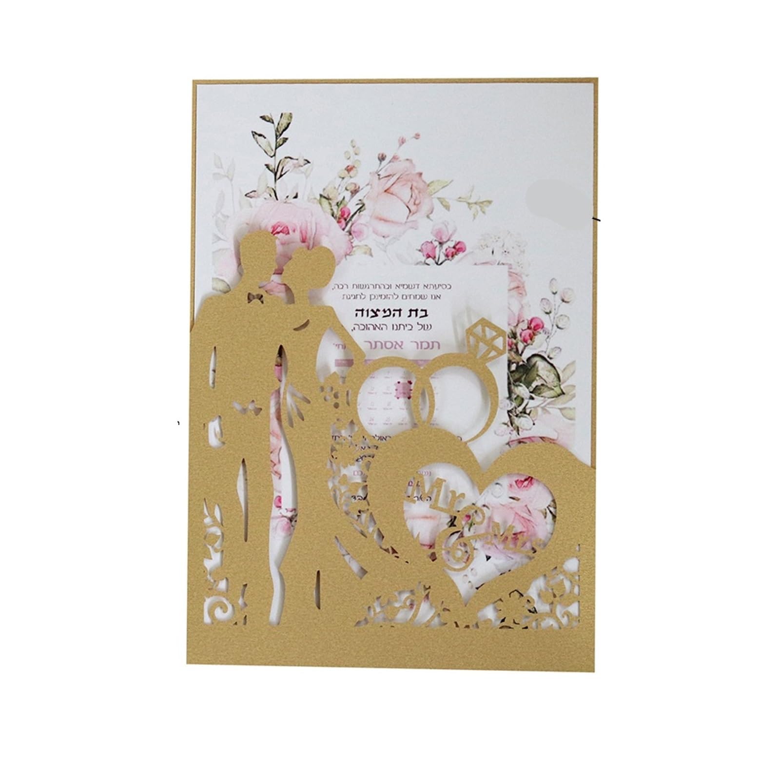 Invitation de mariage, 10 pièces d'anneaux élégants for la mariée et le marié, carte de vœux for la Saint-Valentin, décoration de fête de mariage for anniversaire de fiançailles de mariage (rouge)(Bei