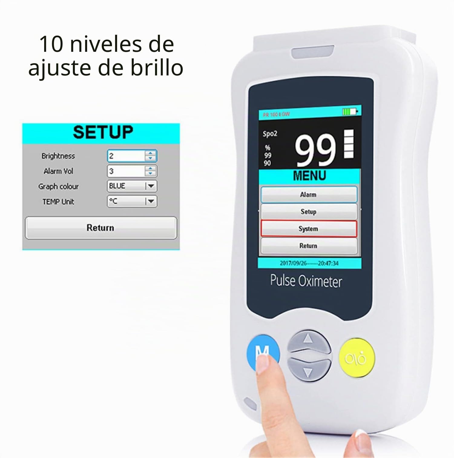 Pulsioxímetro De Dedo, Oximetro Dedo Profesional, Precisión De Medición Superior Exquisito, Pantalla LED Monitores De Saturación De Dedo Compactos Y Livianos