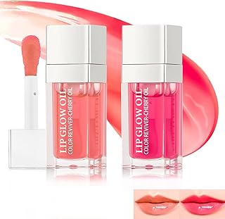 Rowphya 2 pcs Plumping Lip Oil, Hydrating Lip Gloss Tinted Lip Transparent Plumping Lip Gloss,Long Lasting Nourishing Non-sticky Lip Oil Tinted for Lip Care and Dry Lips