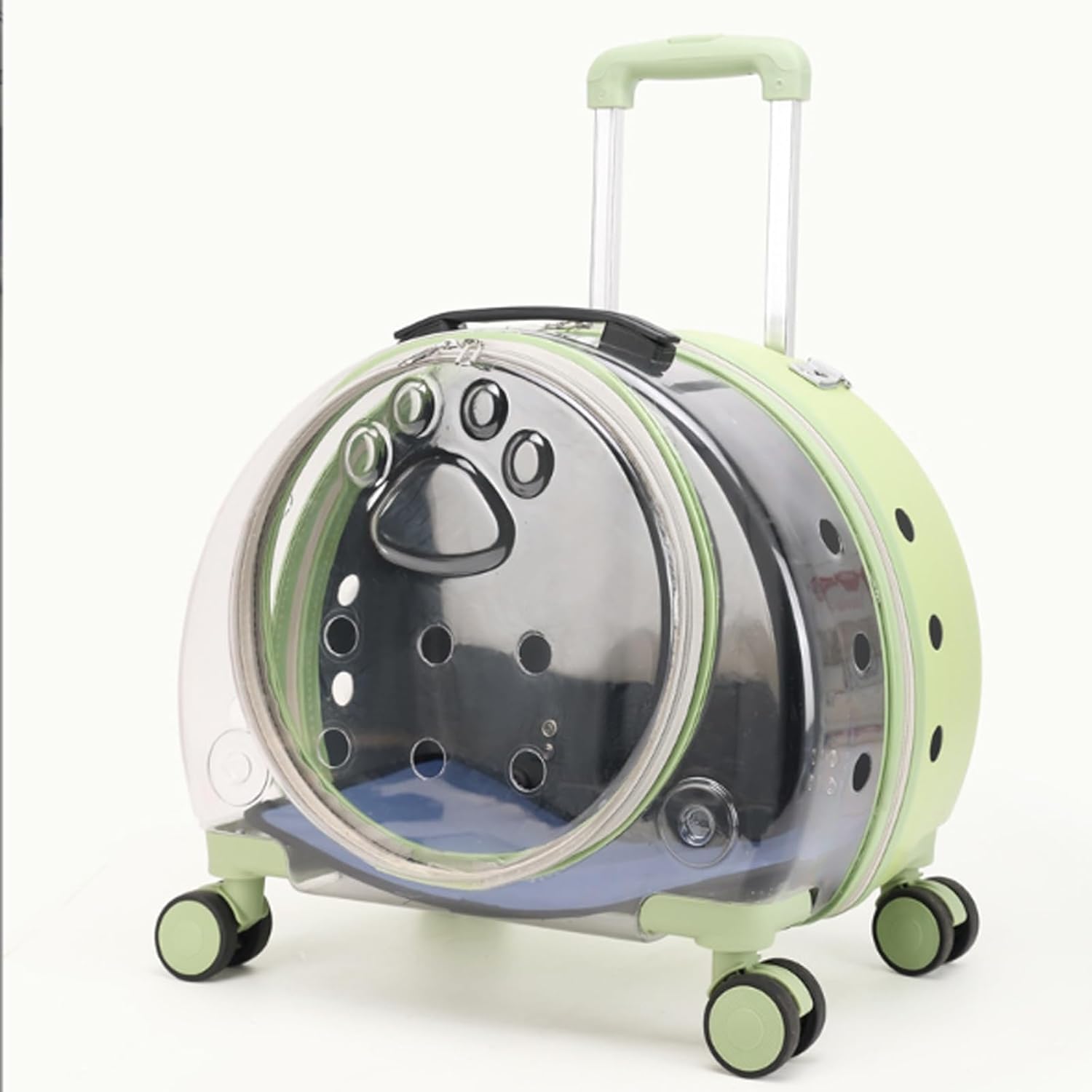 Clear Rolling Pet Carrier for Small Dogs Cat,Pet Carrier with Wheels Airline Approved,New Transparent, Simple, Large Capacity, Portable, Creative Pet Backpack, Space Cabin, Dog Luggage(A)