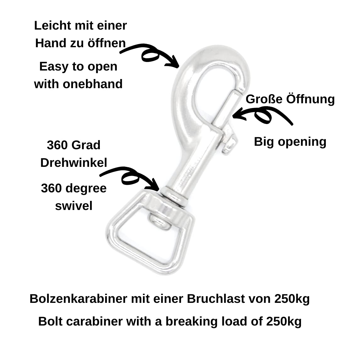 Dog Style Schleppleine Hundeleine gummiert 20 mm breit für Hunde bis 50 kg - OHNE Handschlaufe 45 Meter Schwarz Reflektierend Made IN Germany