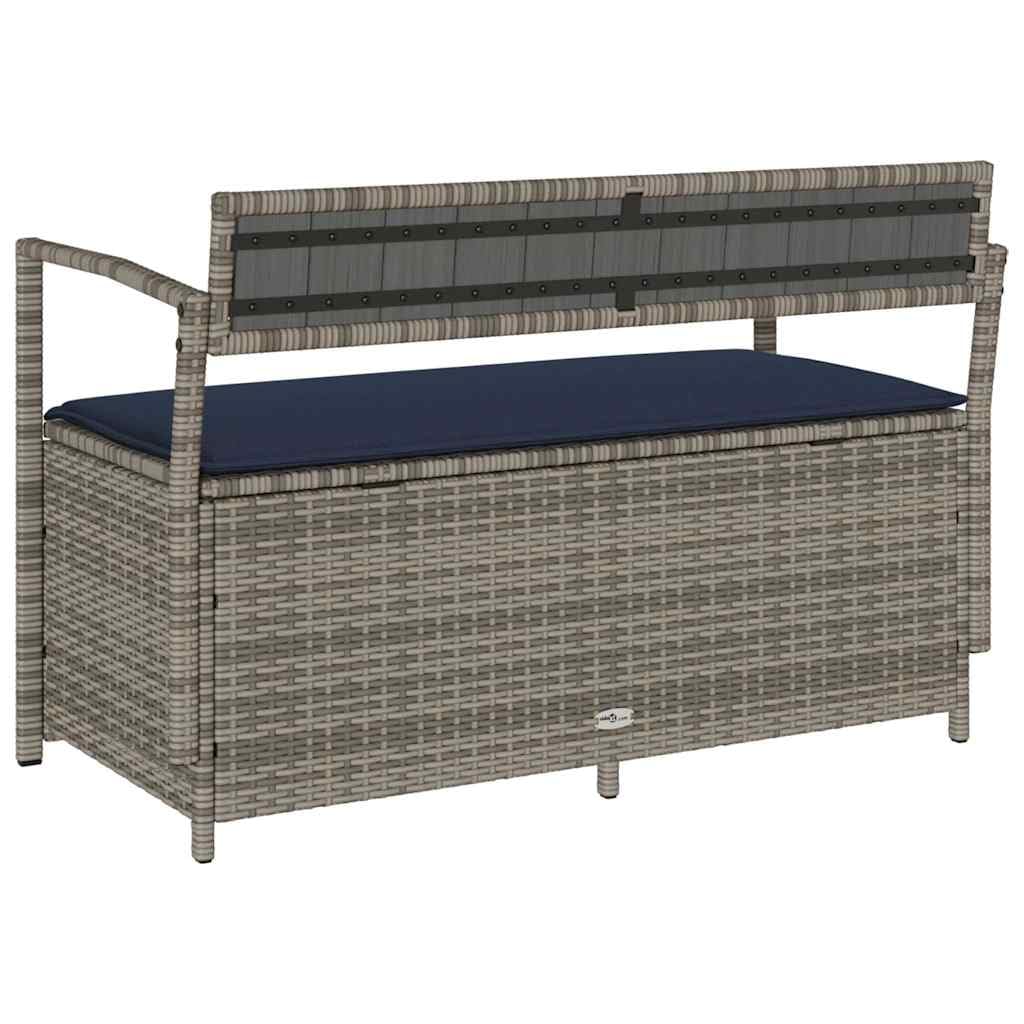 Générique Panca portaoggetti da giardino in rattan PE grigio con cuscino