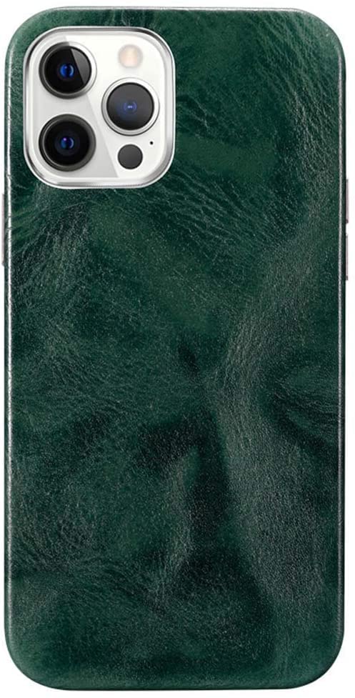 Étui en cuir de vache ciré à l'huile pour Apple iPhone 12 Pro