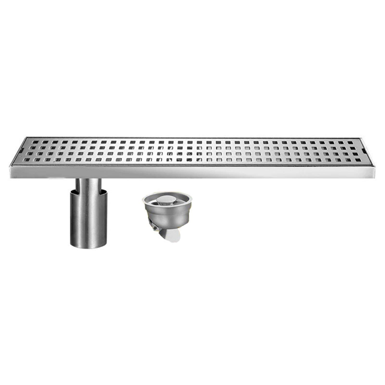 Desagüe de Ducha Lineal Canaleta de Ducha de Acero Inoxidable Drenaje Rectangular con Cubierta Extraíble y Canal Lineal de Drenaje Rápido para Cocina, Baño, Ducha, Garaje y Sótano