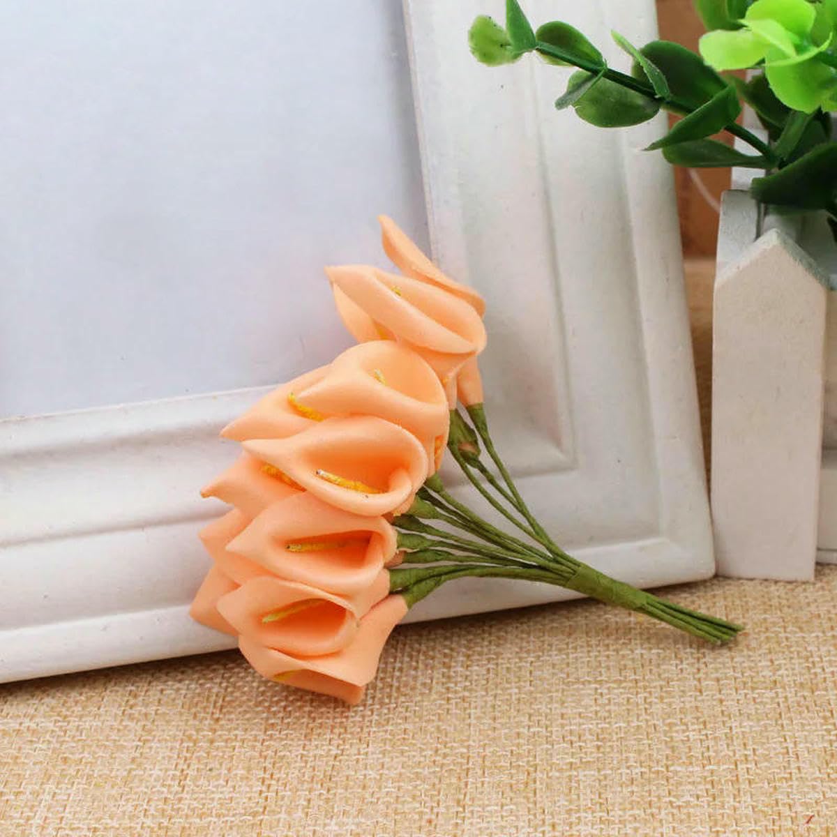 AYHTUD 12/36/72/144pcs Mini Foam Calla Lily Fake Flowers Bouquet Artificial Flowers for Decoration Wedding Decoration Valentine's Day-7-72pcs