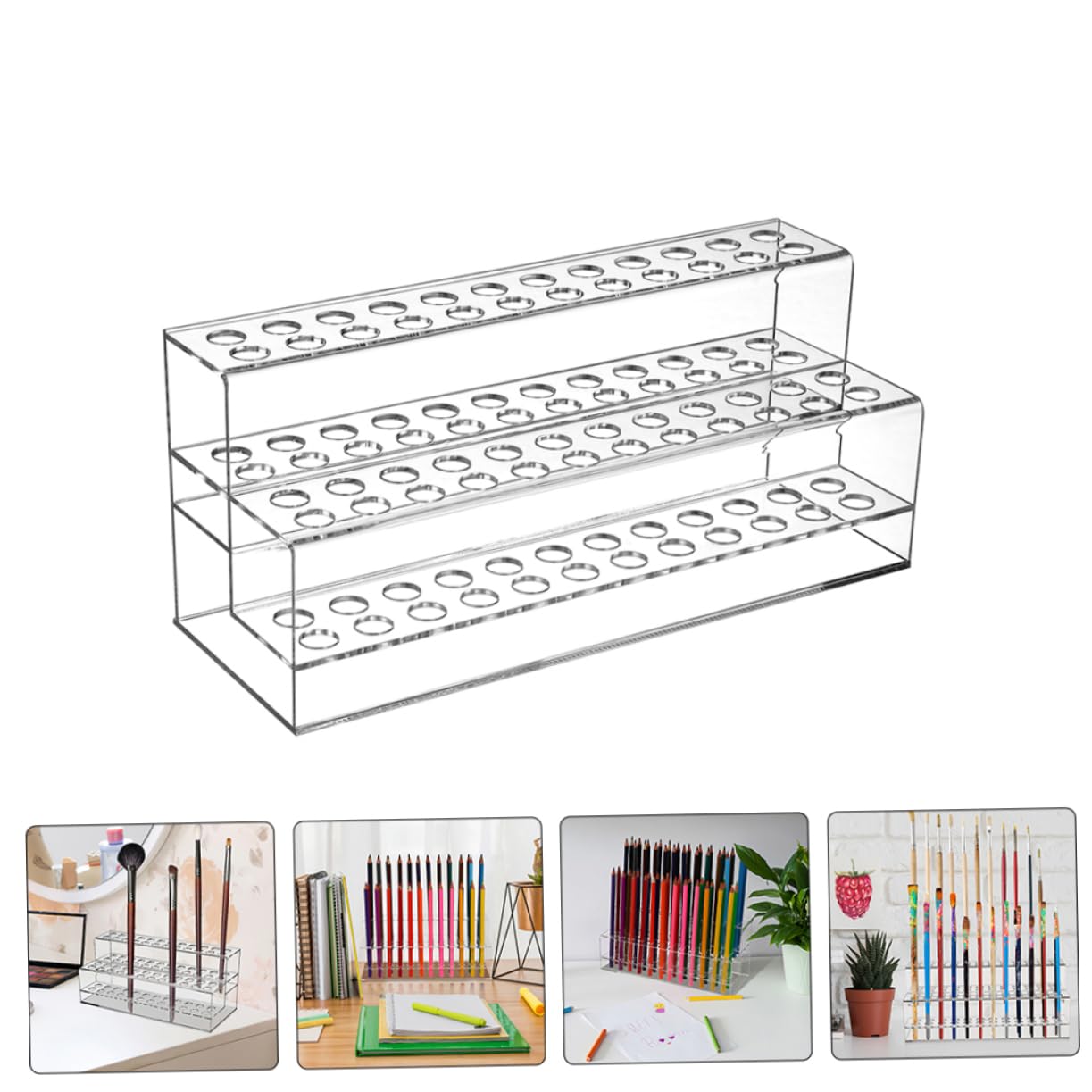 HOMSFOU 2pezzi Portapenne in Plastica Espositore Per Penne Scomparti Organizer Scrivania Per Matite Colori e Adatto Per Casa e Ufficio