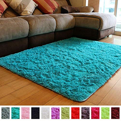 PAGISOFE Blue Fluffy Shag Area Rugs for Bedroom 5x7, Soft Fuzzy Shaggy Rugs