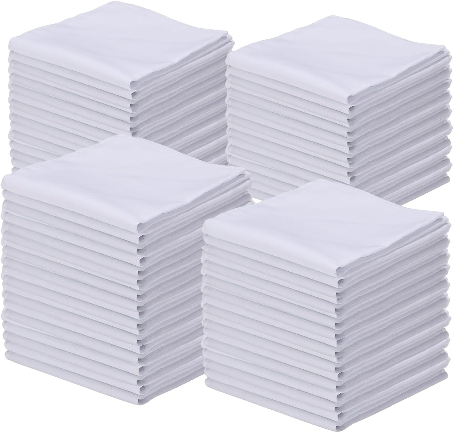 100 Pack Handkerchiefs Bulk Men's Handkerchiefs White Cotton Classic Hankies Pocket Square Towel for Wedding Party