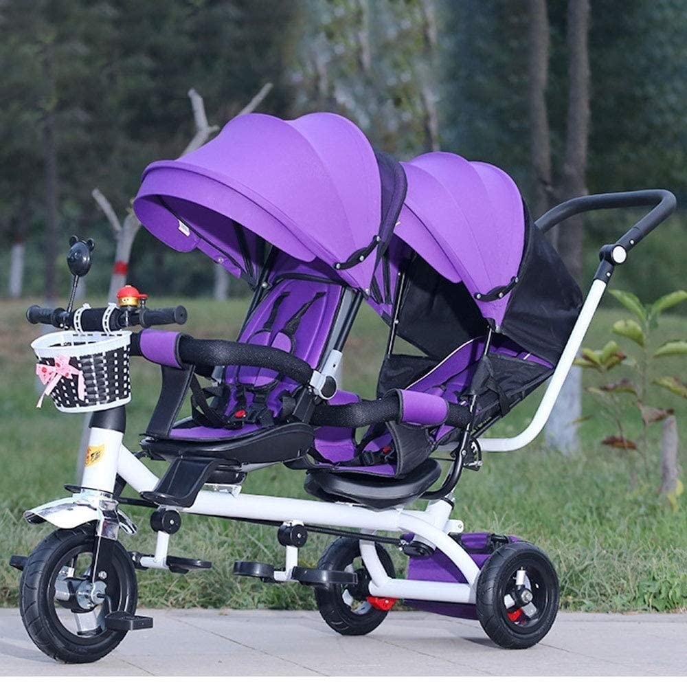 Amazon.com: SXRDZ Four-in-one Twin Tricycle for Children, Two-Seater Pedal  Bicycle, Stroller with Sunshade, Two-Way Rotating Seat/Removable Rear Push  Handle/Retractable Pedals : Toys & Games
