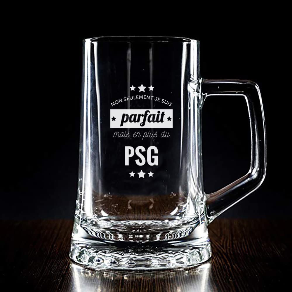 Chope à bière pour supporters de football Je ne suis pas seulement parfait... personnalisée dans une boîte en bois
