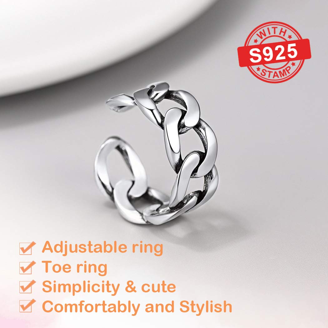 PROSILVER Anello Regolabile Donna Argento 925 Confezione Regalo Anelli Aperto Forma Luna e Stella/Foglia/Celtica/Semplice/Vintage