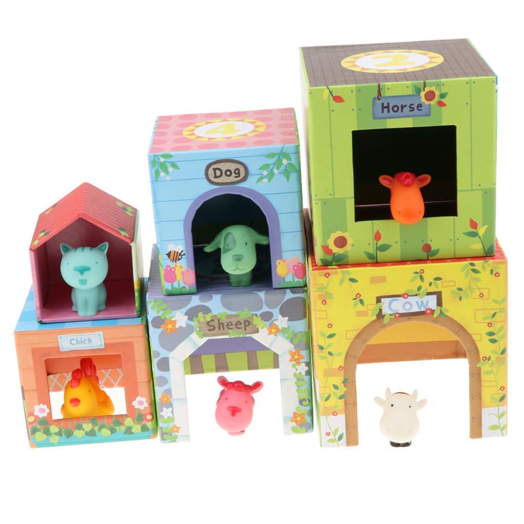 Lote de 12 bloques de madera de colores para niños, apilables