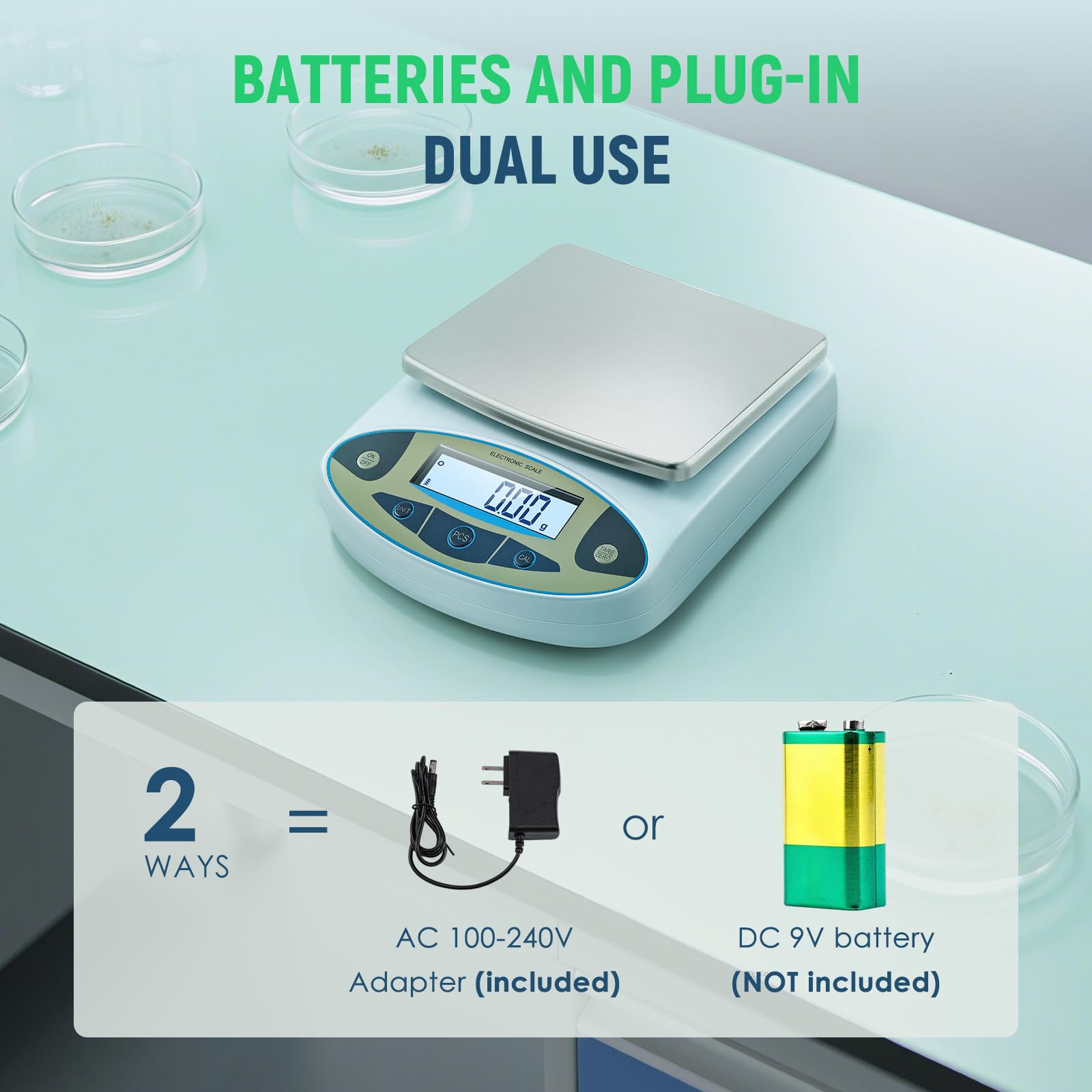 Antstone Báscula de laboratorio de 6000 g x 0,01 g, escala digital de gramos, precisión de 0,01 g, equilibrio analítico científico de alta precisión para laboratorio, pesaje de joyas (6000 g, 0,01 g)