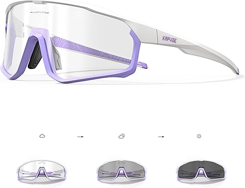 KAPVOE Gafas de ciclismo fotocromáticas para hombres y mujeres, gafas de sol transparentes para bicicleta de montaña, MTB para transición, triatlón,