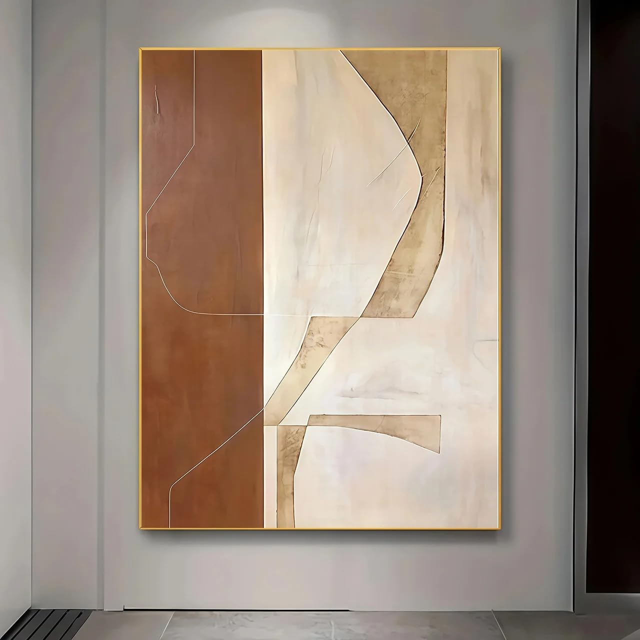 LMYSXAOZ Canvas Painting Poster, Modern Brown And Beige Wall Art Artwork For Bedroom Office Home Interior Decoration(60x85cm)