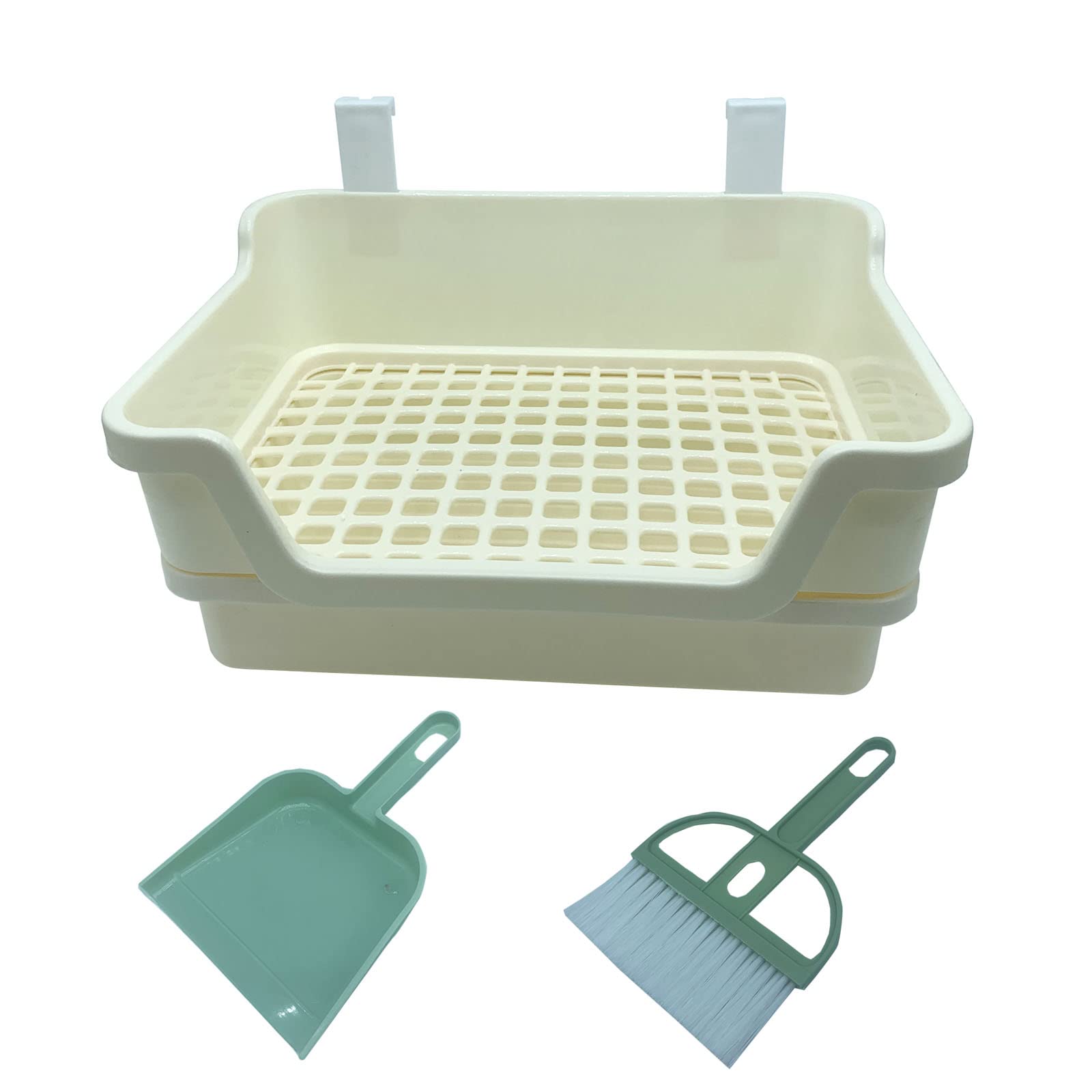 WEWAYKGJ Extra Large Rabbit Litter Box Bunny Litter Pan Rabbit Toilet Training Corner Small Animal Poop Tray Rabbit Cage Accessories for Large Bunny Guinea Pig Chinchilla Ferret Rat (White)