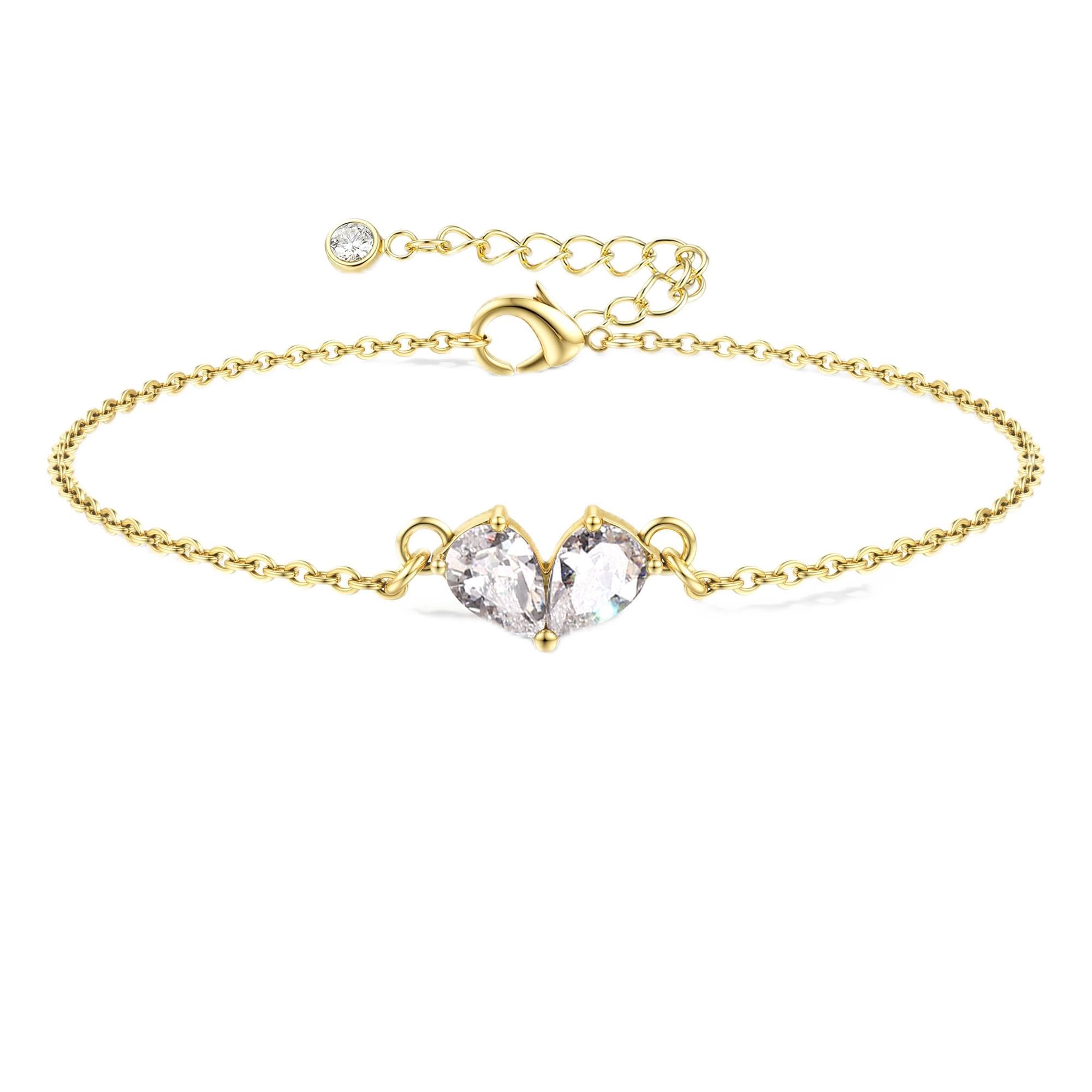 Milacolato Armband Damen Gold Silber Verstellbare Edelstein Personalisiertes Armband Mädchen Valentinstag Muttertag Geburtstags Weihnachten Schmuck Geschenk für Frauen Freundin Mama