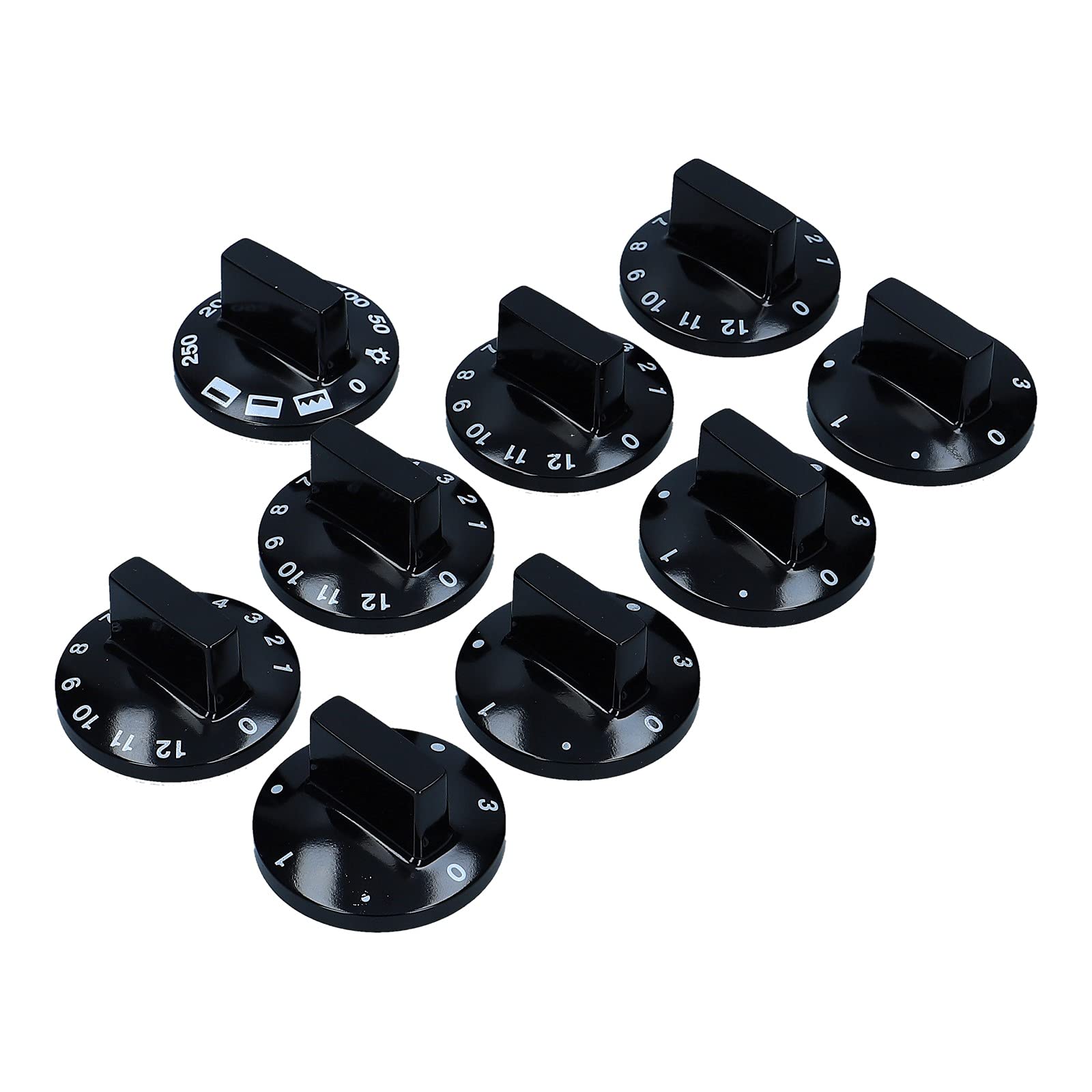 LUTH Premium Profi Parts Knebelset 9-teilig 52mmØ 6 mm Achse schwarz Alternative Universal für Backöfen & Herde