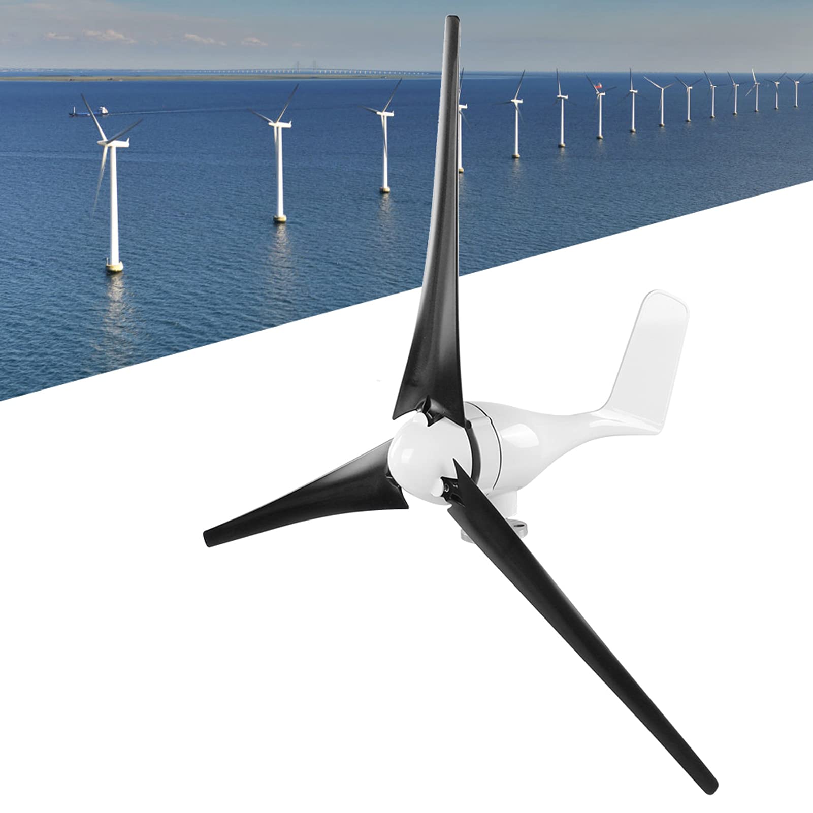 Haofy Kit de Aerogenerador de Generador de Turbinas Eólicas Eficiente de 100 W con Controlador Componentes Duraderos de 3 Aspas para Terrazas Generador Síncrono de Imán Permanente de CA Negro (48V)