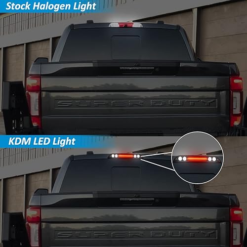 Miniatura 7 de KDM Luz de freno LED de 3 lente ahumada, apta para Ford F150 F250 F350 F450 2015-2020, montaje alto trasero de tercera parada roja + lámpara blanca