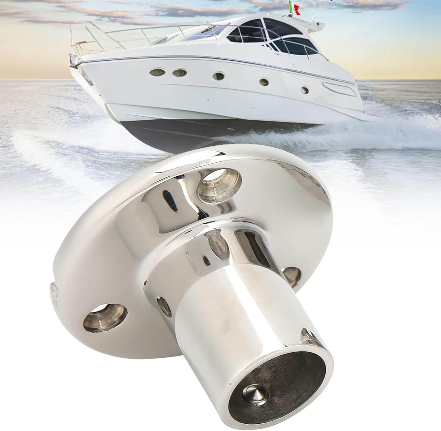 Relingfuß Edelstahl 90 Grad Handlauf Boot Sbeschlag Fuß Runde Basis Relingfuß Grundplatte Verdeckbeschlag Boot Reling für alle Linds of Yachts