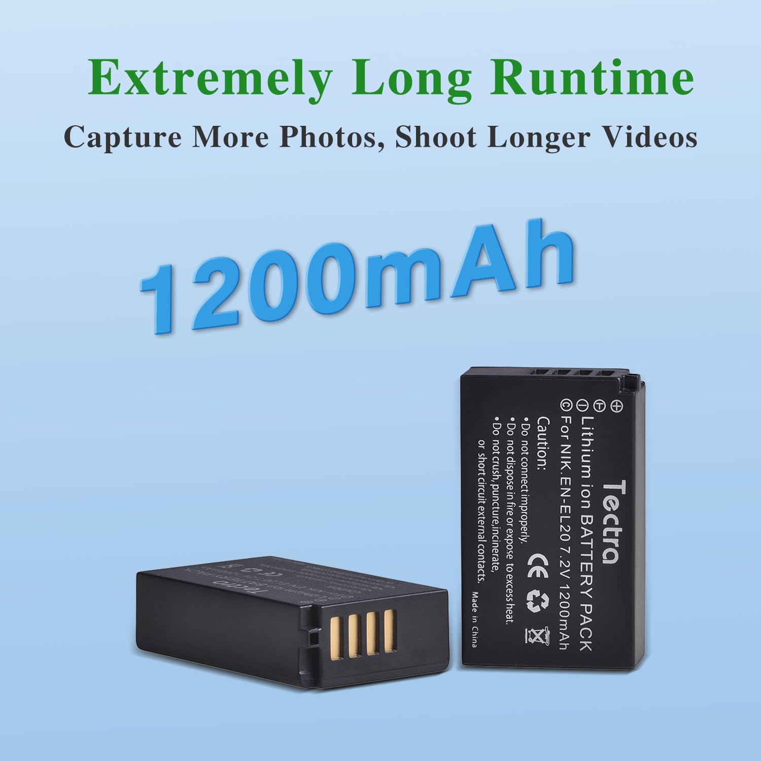 2 Batteries EN-EL20a/EN-EL20 7,4V 800mAh + Chargeur Pour Nikon CoolPix P1000 P950 – Compatible Blackmagic Pocket