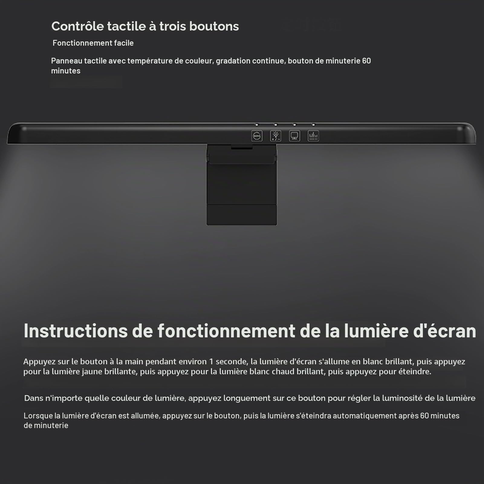 Barre Lumineuse pour écran d'ordinateur incurvé, ScreenBar Monitor Light LED Barre Lumineuse pour écran incurvé, Gradation Progressive de la luminosité