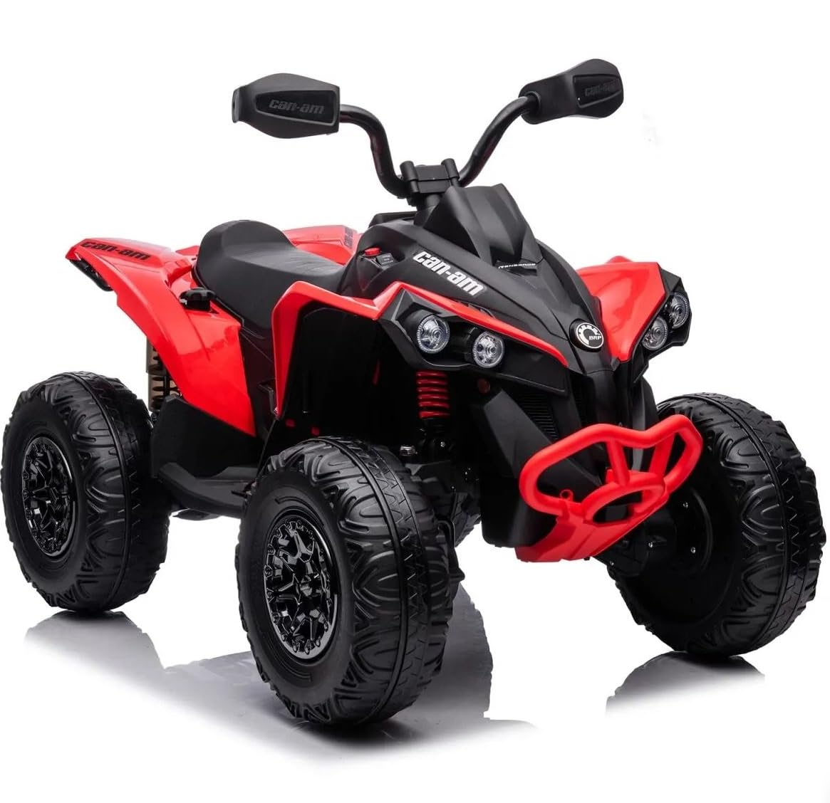 FINOOS Quad Eléctrico para Niños 24V Can-Am Renegade, +3 Años con 4 x 200W Motores Faros Música Neumáticos de Suspensión Botones Avance y Retroceso Vehículo Eléctrico a Batería 4x4 (Rojo)