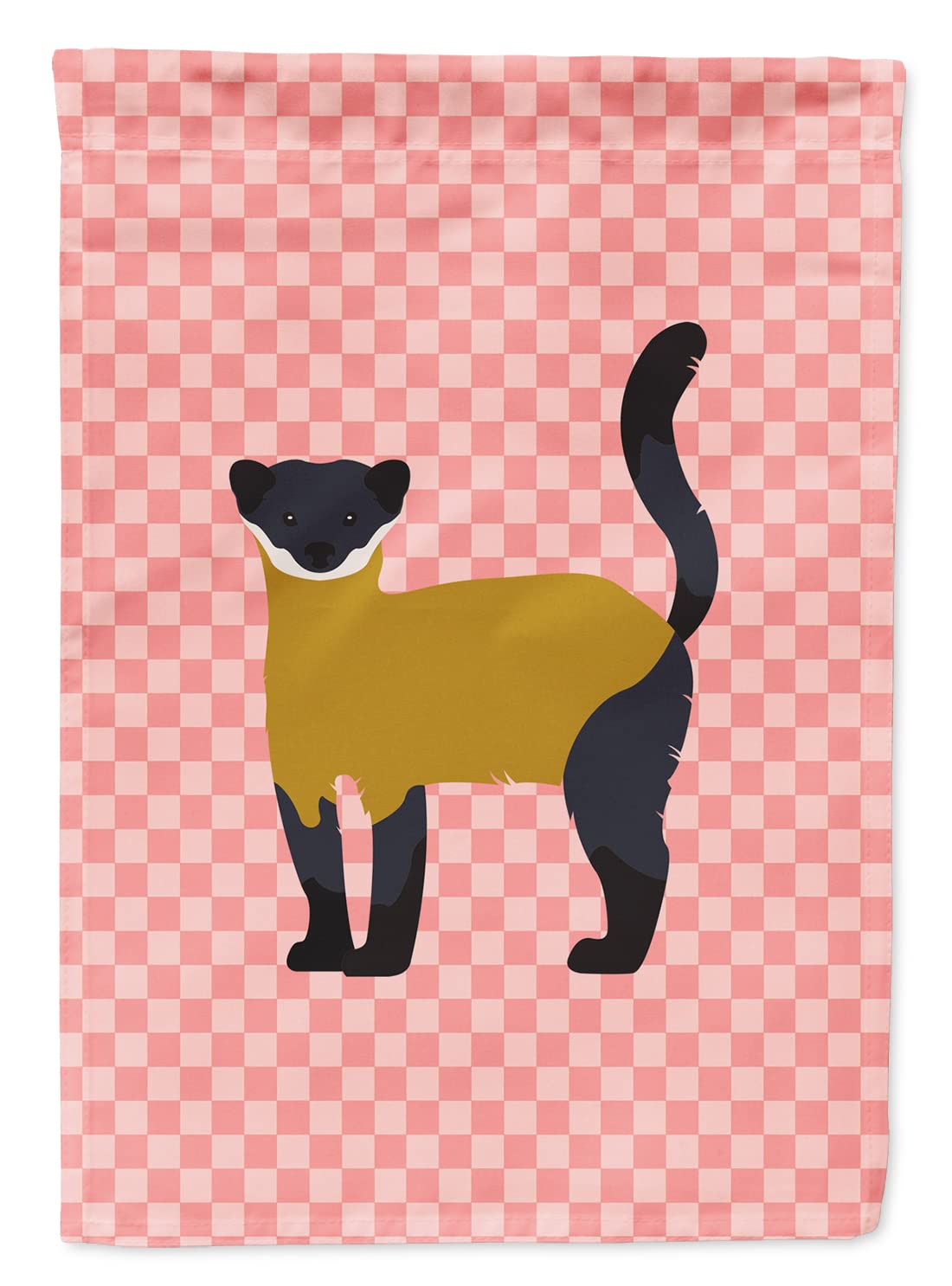 Caroline's Treasures BB7874GF Yellow-Throated Marten Pink Check Flag Garden Size , Small, multicolor