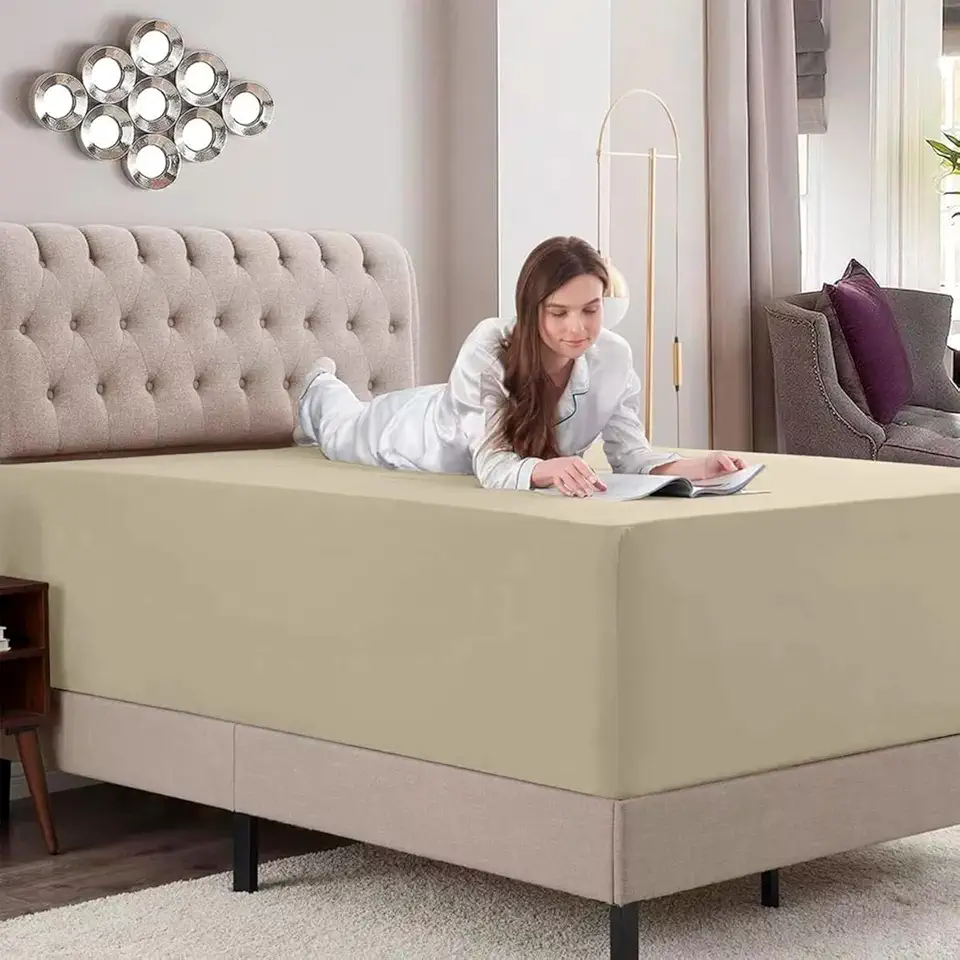 Lençol Avulso Com Elástico, em Tecido Percal Flex, Solteiro King Cáqui-LE