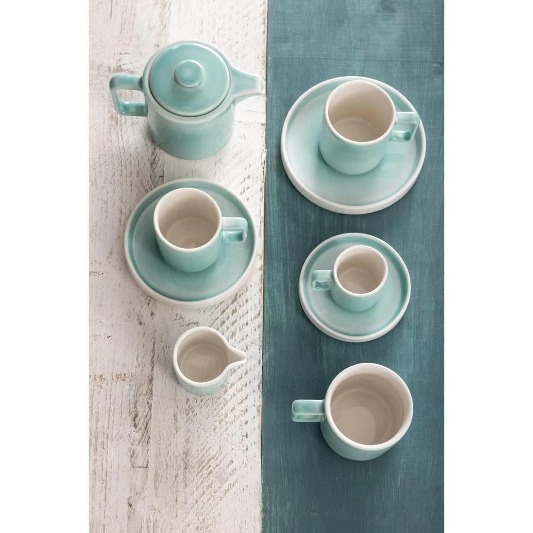 Olympia Fondant CU443 - Platillos para taza, color menta, 136 mm, set de 6, para taza de capuchino y café, vajilla para hostelería