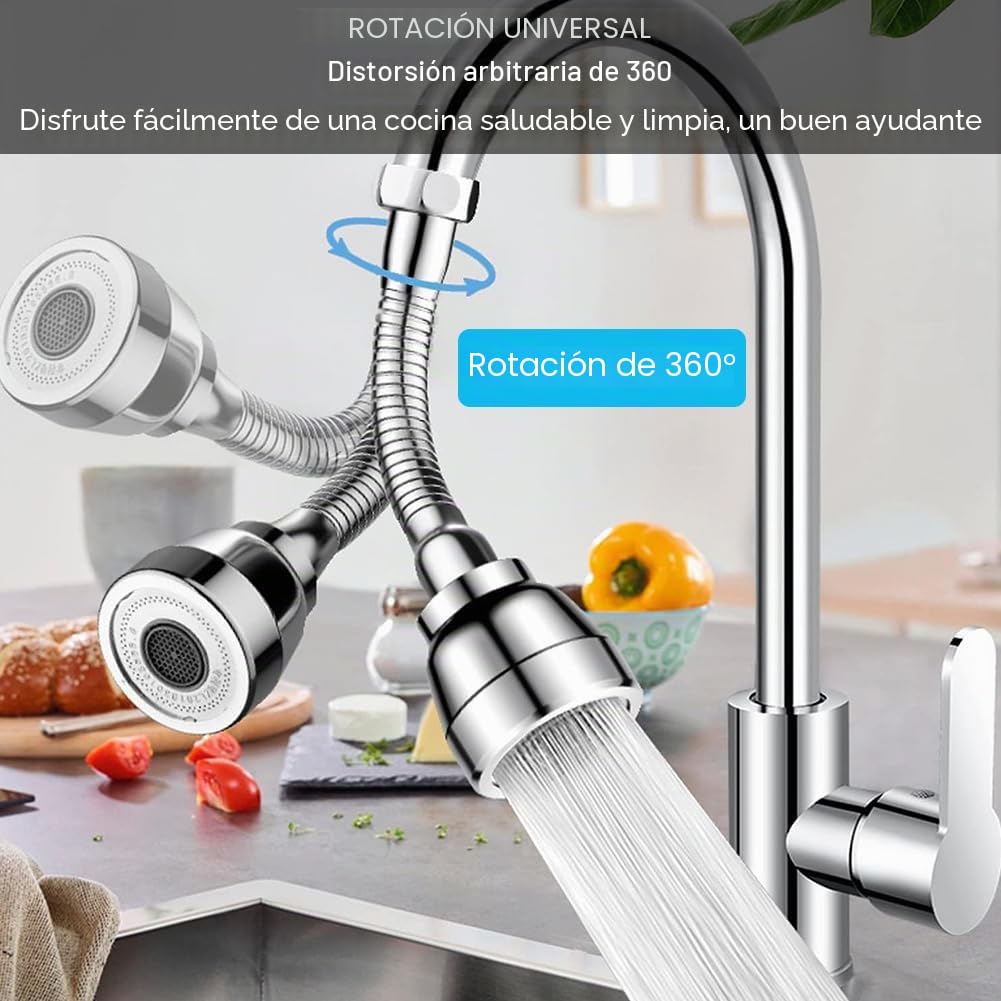 Aireador Flexible de Grifo,Boquilla de Grifo con Tubo de Extensión,Extensor de Aireador de Grifo,Manguera Aereador,cabezal Giratorio de 360 Grados,para Regulador de Chorro Cocina,Baño