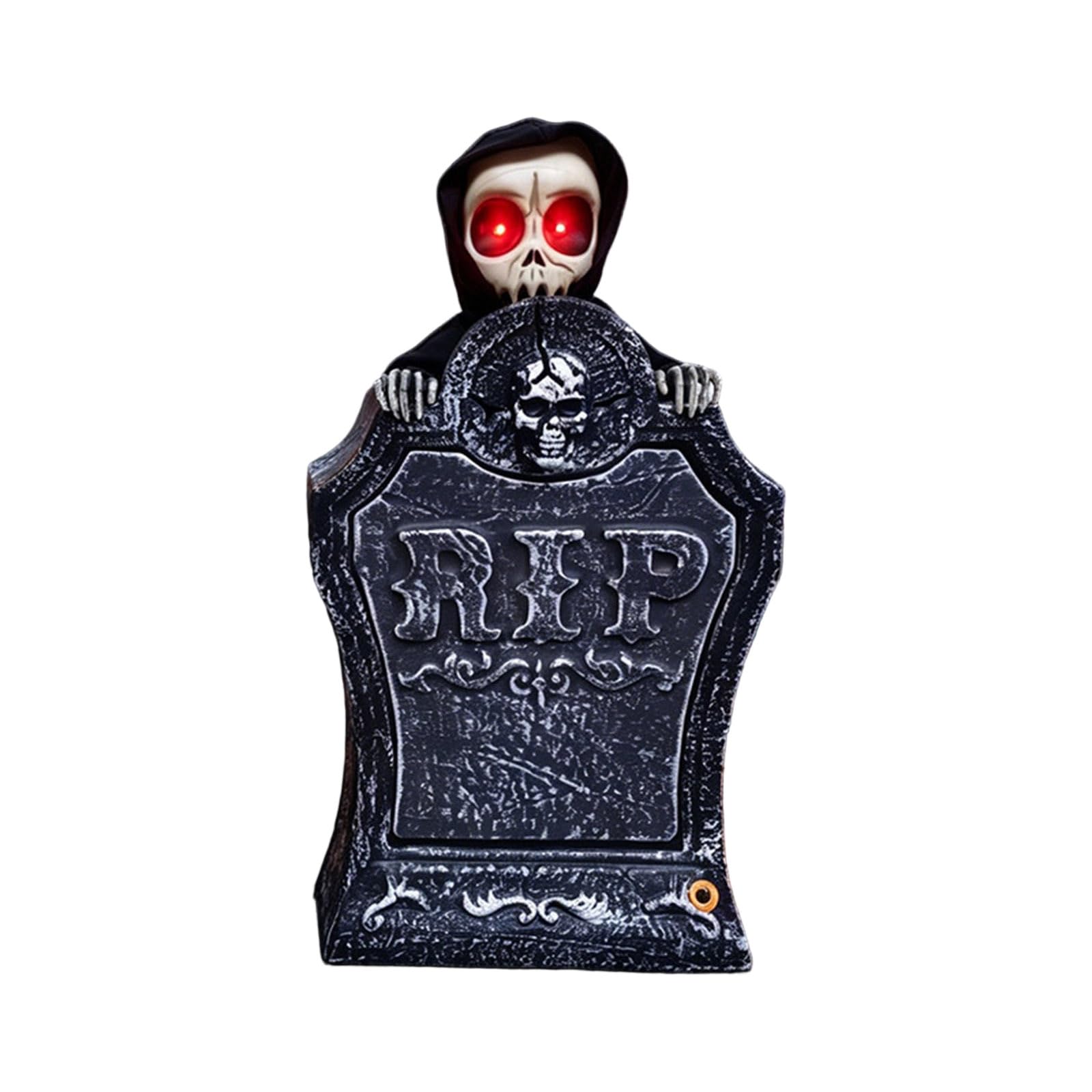 Lapide Animata alimentata a Batteria con Occhio Luminoso e Colonna Sonora inquietante per Ornamento Realistico Halloween, Pennarello parlante Luminoso