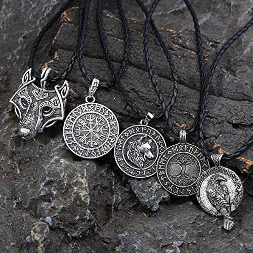 GuoShuang 12pcs nordic viking amulet Vegvisir Compass pendant necklace with gift bag3