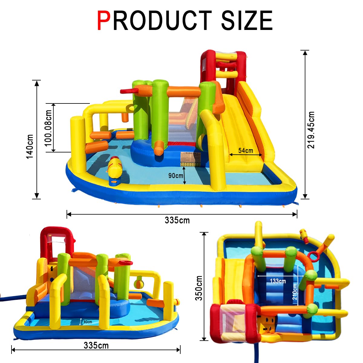 Baralir Castillo Hinchable XXL con tobogán acuático y soplador – Ideal para jardín, casa de Juegos niños al Aire Libre, Experiencia Segura en el Patio de recreo