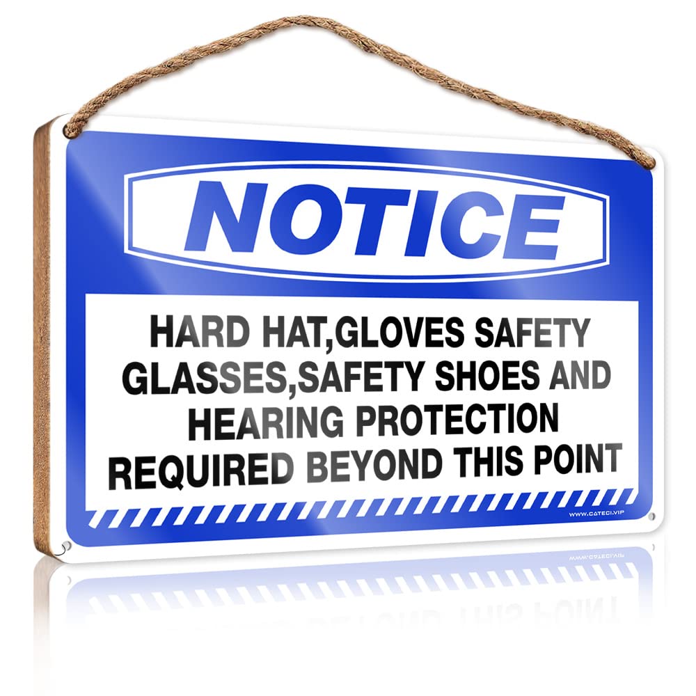 YYHLEH Plaque Sign Notice Hard Hats, Gloves, Safety Glasses, Wooden Sign Hello Winter Sign Door Sign For Front Door Outside(15X28CM)