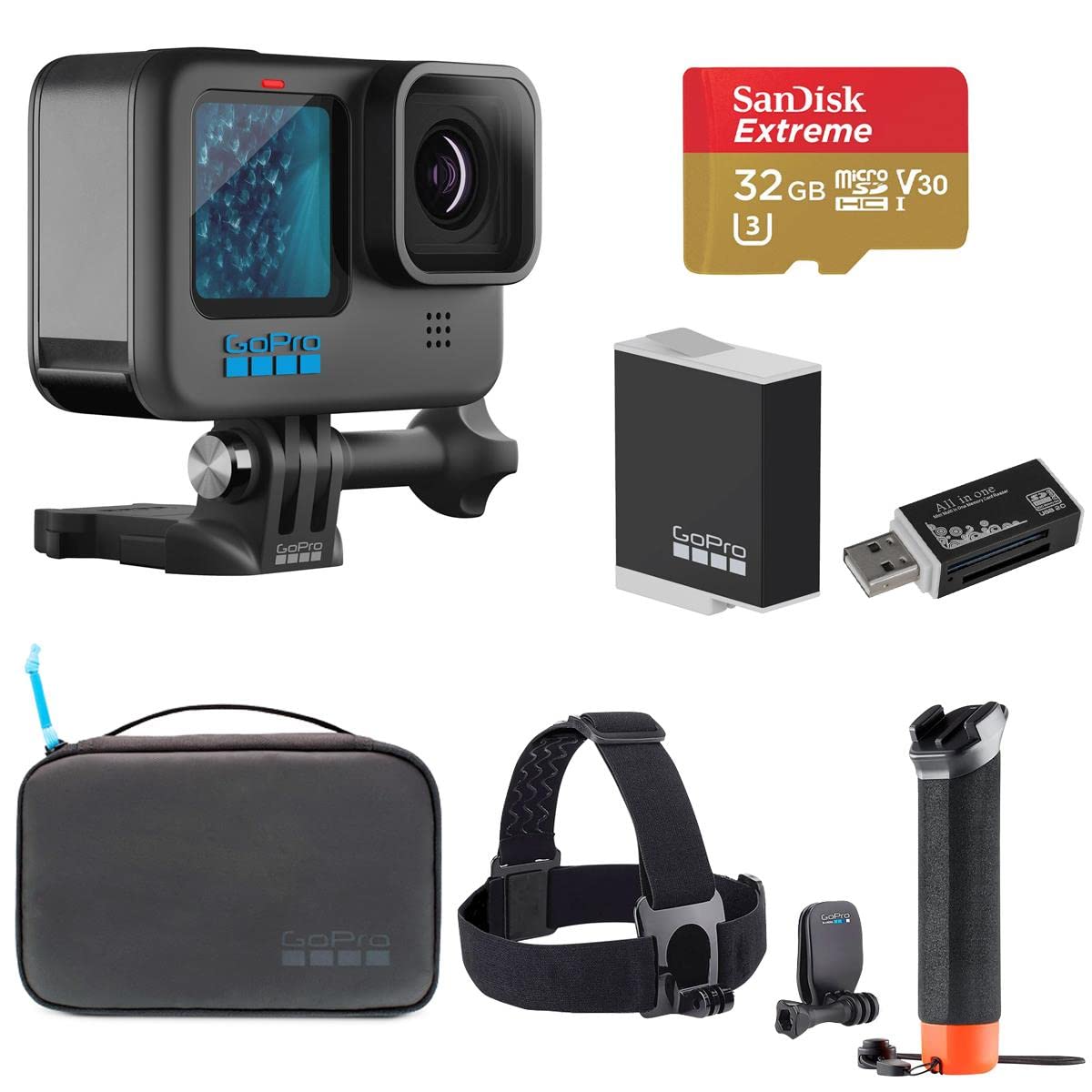 GoPro HERO11 Black Waterproof Action Camera Sport Deluxe Bundle with 32GB  Memory Card, Adventure Kit 2.0, Extra Battery, Multi Card Reader