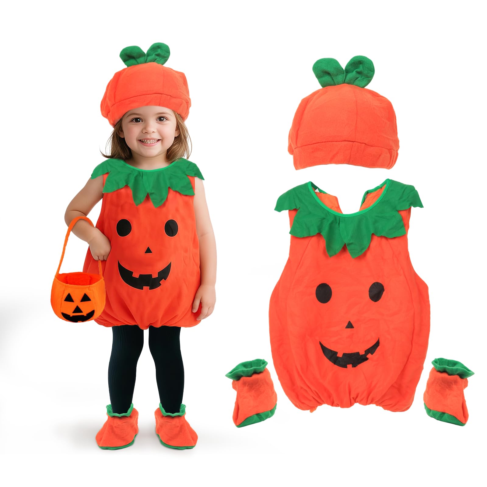 Ungfu Mall Halloween Pumpkin Costume for Kids Baby Halloween Outfit for Toddlers Babies Boys or Girls Fancy Dress up and Cosplay