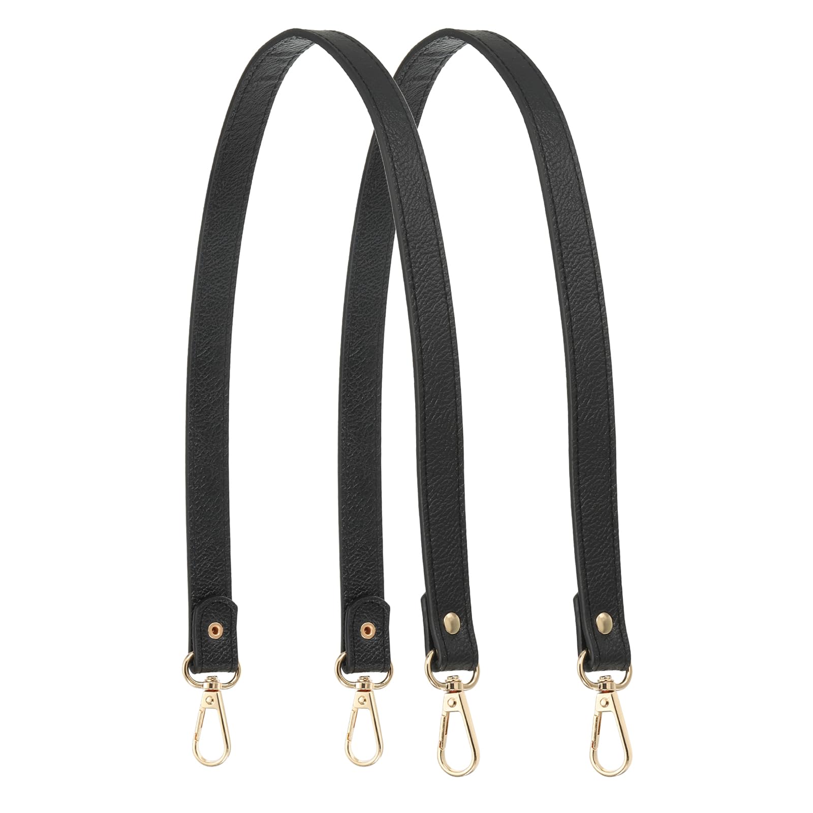 YELARXI Leather Purse Strap Replacement PU Short Bag Handles with Gold Lobster Buckles, 23 Inch Length Fit for Handbags Shoulder Bag Accessories - Rectangle (2 Pack, Matte Black)