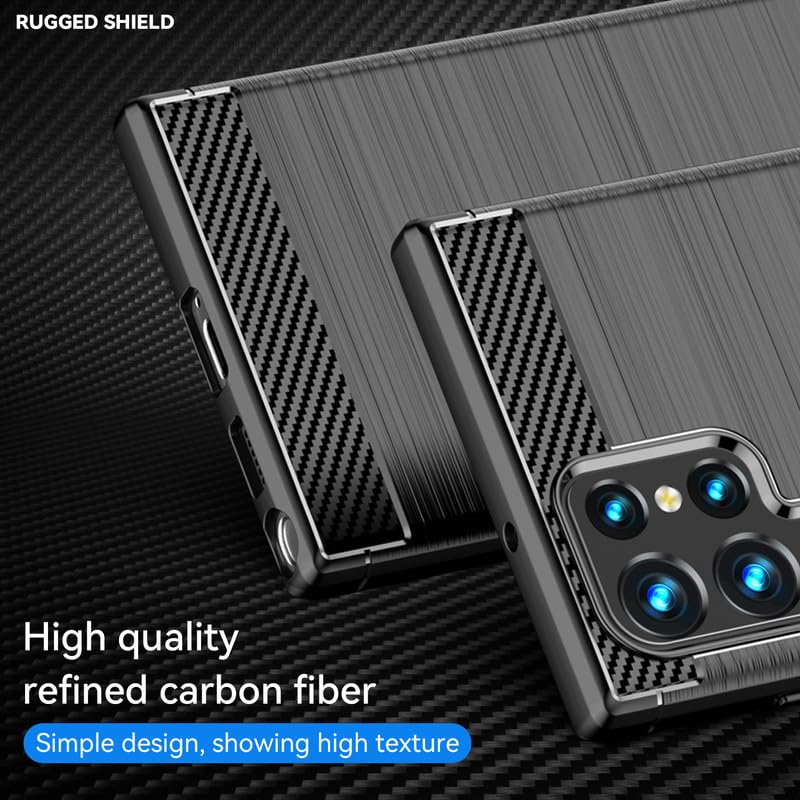 Image of Hybrid Carbon Fiber Back Case for Samsung Galaxy S22 Ultra (Black)