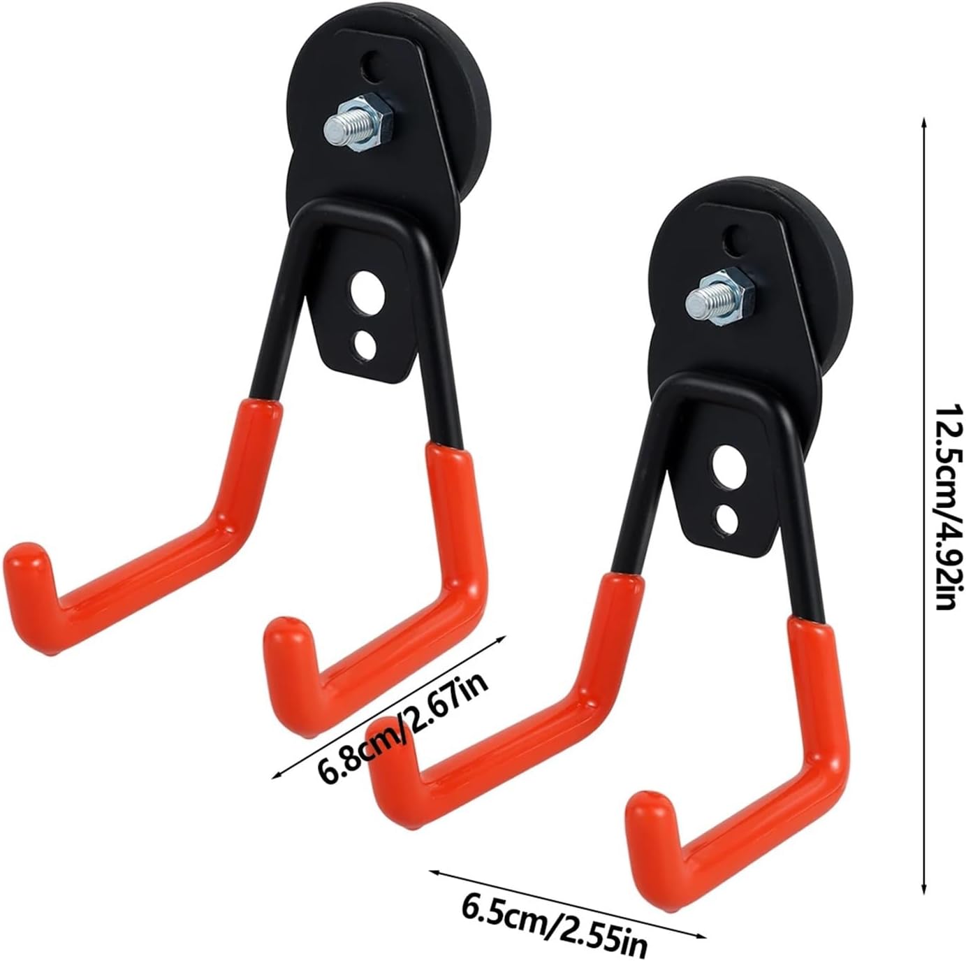 2Pcs Heavy Duty Magnetic Garage Hooks Hangers with Anti-Slide Coating Strong Magnets Metal Hooks Utility Magnetic Organiza Tool(B)